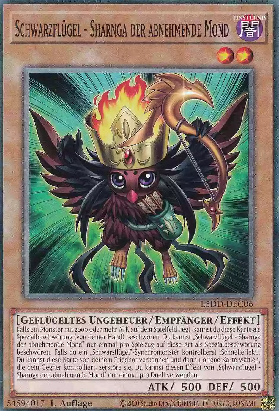 Schwarzflügel - Sharnga der abnehmende Mond L5DD-DEC06 ist in Common Yu-Gi-Oh Karte aus Legendary 5D’s Decks 1.Auflage
