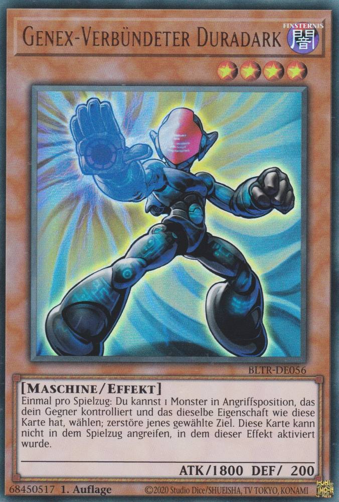 Genex-Verbündeter Duradark BLTR-DE056 ist in Ultra Rare Yu-Gi-Oh Karte aus Battles of Legend Terminal Revenge 1.Auflage