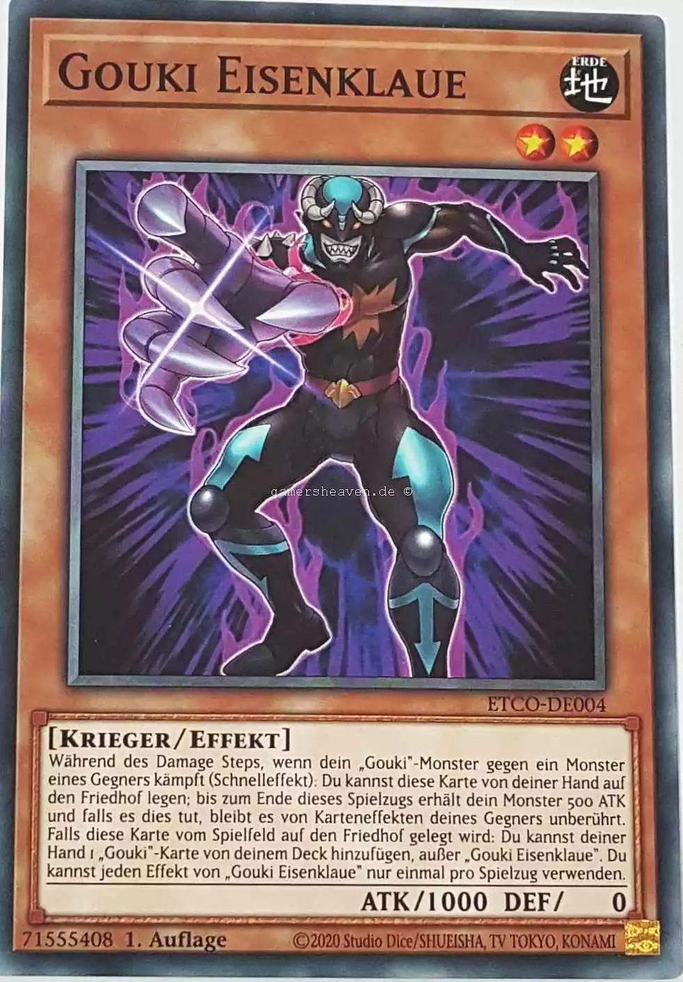 Gouki Eisenklaue ETCO-DE004 ist in Common Yu-Gi-Oh Karte aus Eternity Code 1.Auflage