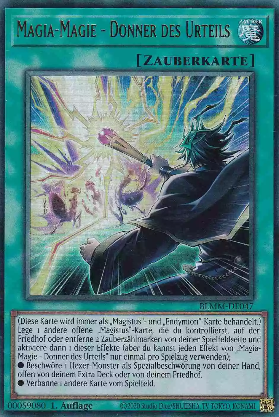Magia-Magie - Donner des Urteils BLMM-DE047 ist in Ultra Rare Yu-Gi-Oh Karte aus Battles of Legend Monster Mayhem 1.Auflage