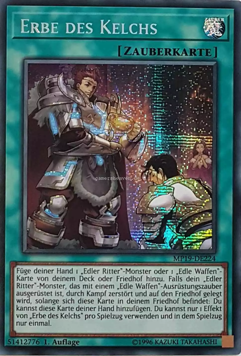 Erbe des Kelchs MP19-DE224 ist in Prismatic Secret Rare aus Gold Sarcophagus Tin 2019 1.Auflage