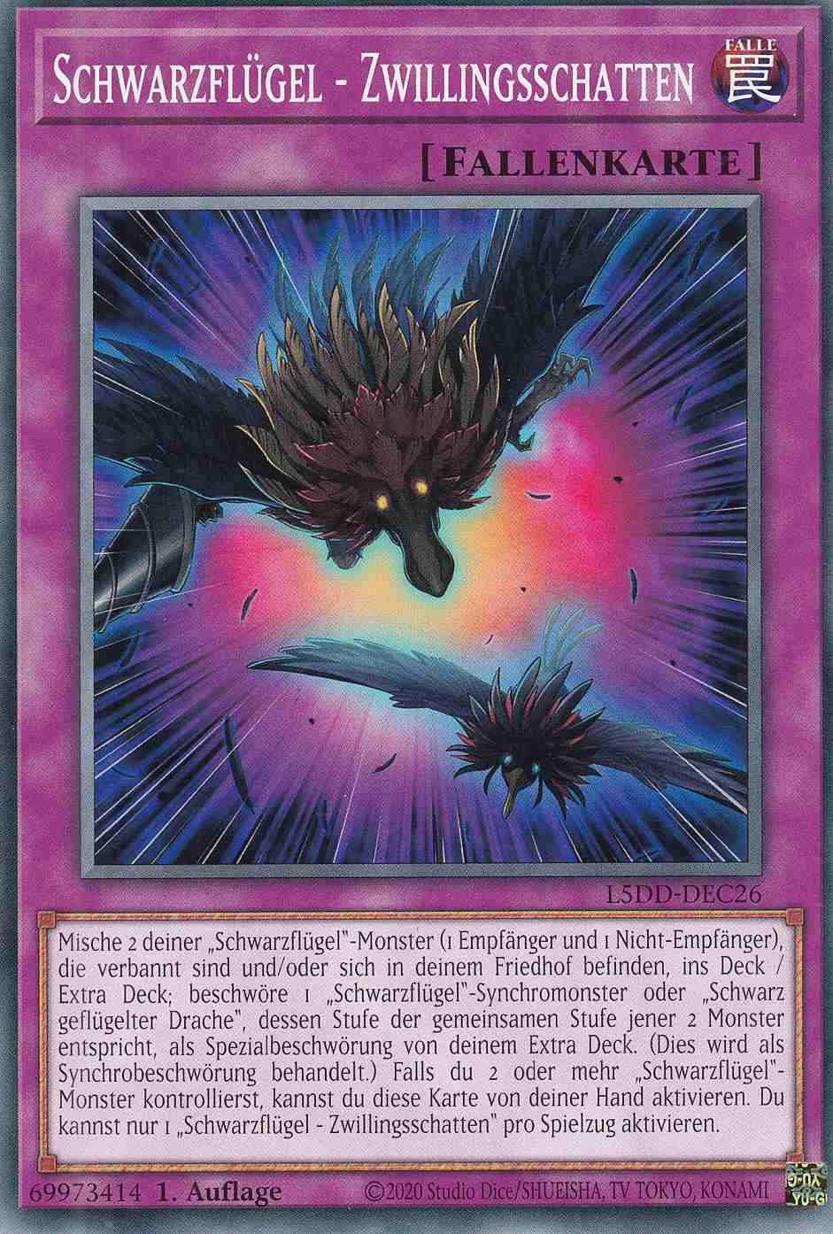 Schwarzflügel - Zwillingsschatten Common L5DD-DEC26 Yugioh Karte Schwarzflügel - Zwillingsschatten L5DD-DEC26 ist in Common Yu-Gi-Oh Karte aus Legendary 5D’s Decks 1.Auflage
