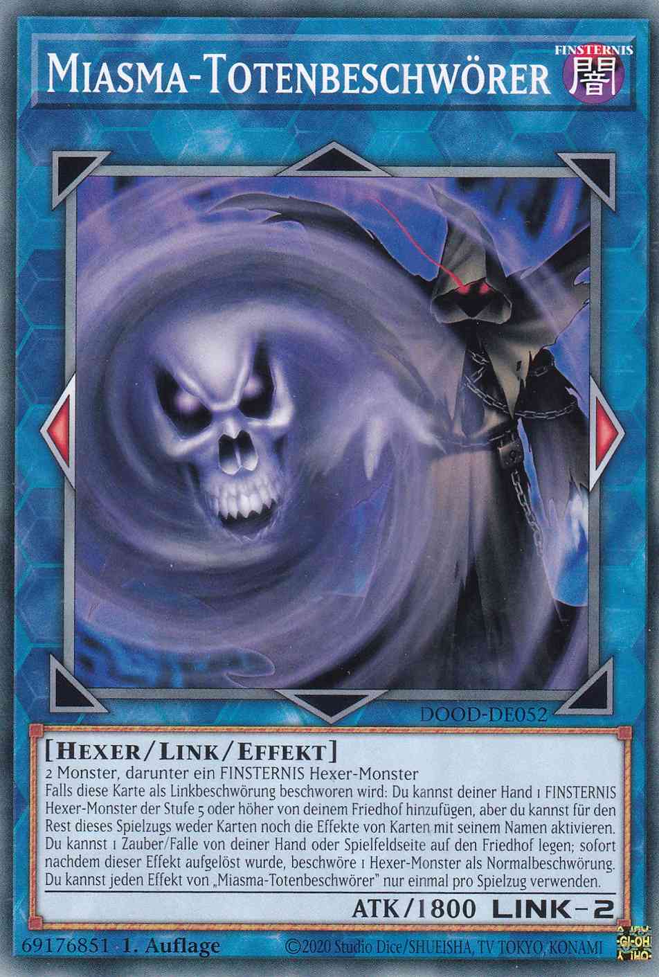Miasma-Totenbeschwörer DOOD-DE052 ist in Common Yu-Gi-Oh Karte aus Doom of Dimensions 1.Auflage