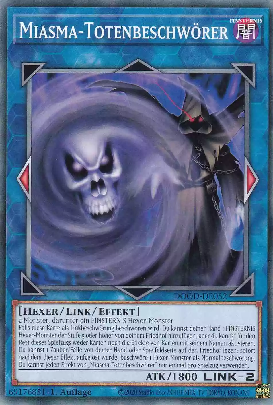 Miasma-Totenbeschwörer Common DOOD-DE052 Yugioh Karte Miasma-Totenbeschwörer DOOD-DE052 ist in Common Yu-Gi-Oh Karte aus Doom of Dimensions 1.Auflage