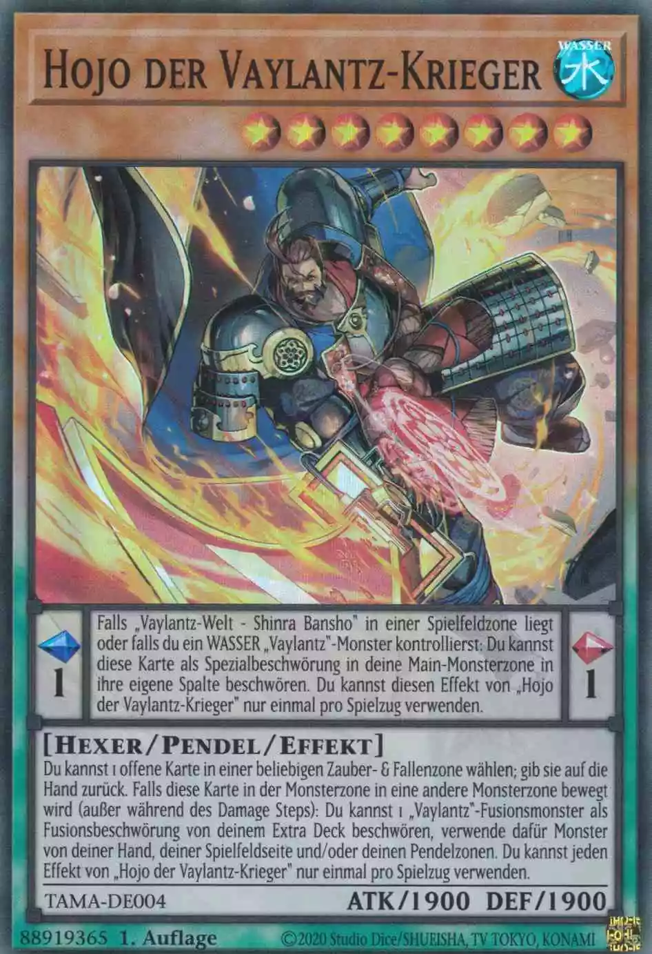 Hojo der Vaylantz-Krieger TAMA-DE004 ist in Super Rare Yu-Gi-Oh Karte aus Tactical Masters 1.Auflage