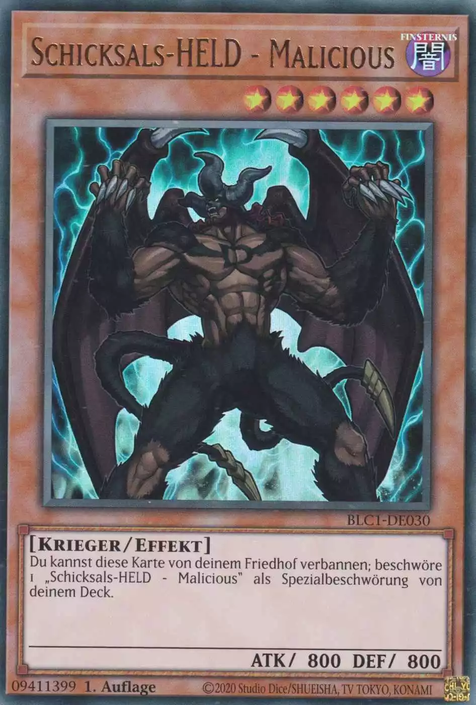 Schicksals-HELD - Malicious BLC1-DE030 ist in Ultra Rare Yu-Gi-Oh Karte aus Battles of Legend Chapter 1 1.Auflage