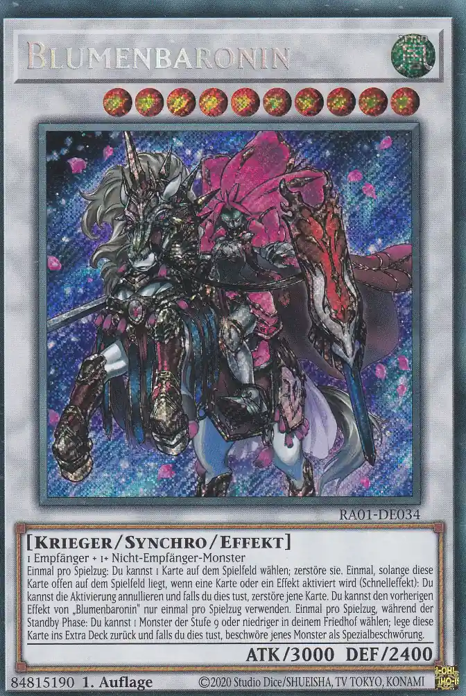 Blumenbaronin RA01-DE034 ist in Secret Rare Yu-Gi-Oh Karte aus 25th Anniversary Rarity Collection 1.Auflage