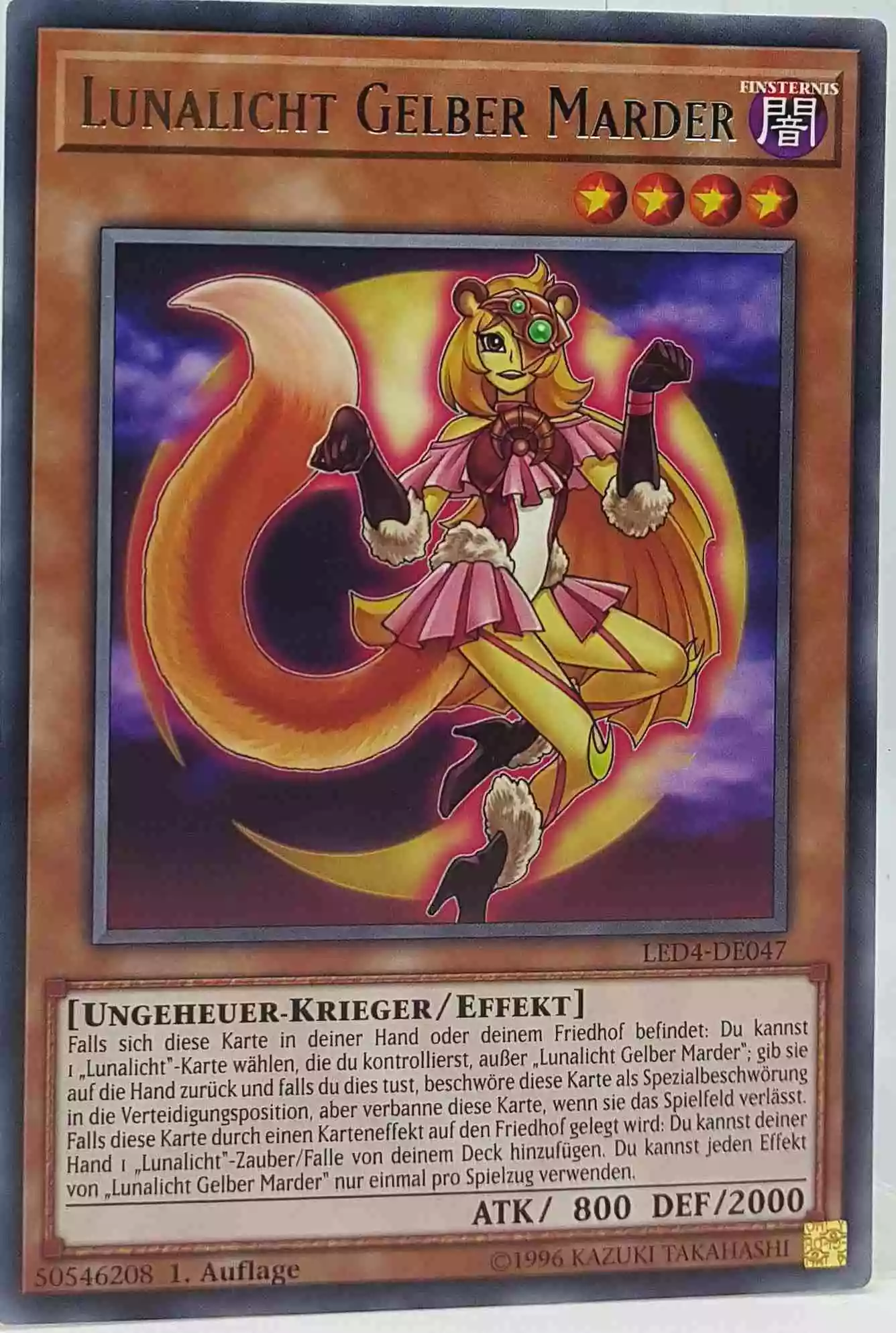 Lunalicht Gelber Marder LED4-DE047 ist in Rare Yu-Gi-Oh Karte aus Legendary Duelists Sisters of the Rose 1. Auflage