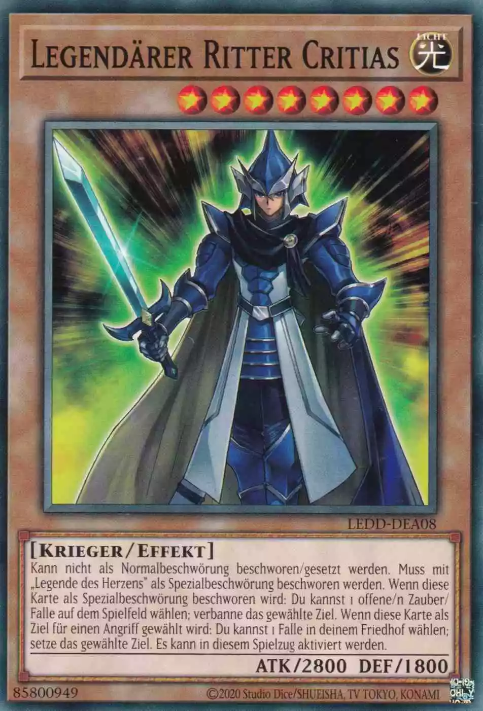 Legendärer Ritter Critias LEDD-DEA08 ist in Common Yu-Gi-Oh Karte aus Legendary Dragon Decks unlimitiert