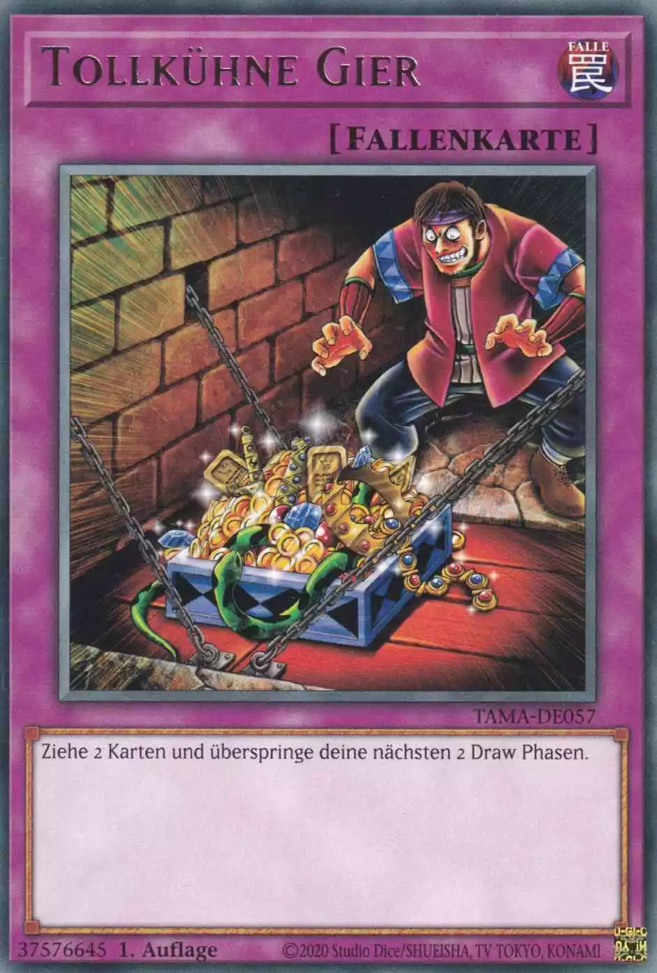 Tollkühne Gier TAMA-DE057 ist in Rare Yu-Gi-Oh Karte aus Tactical Masters 1.Auflage