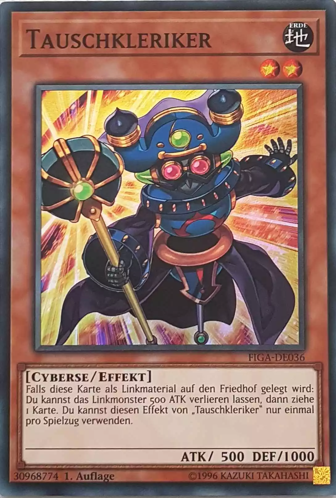 Tauschkleriker FIGA-DE036 ist in Super Rare Yu-Gi-Oh Karte aus Fists of the Gadgets 1.Auflage