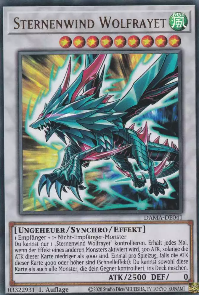 Sternenwind Wolfrayet DAMA-DE041 ist in Ultra Rare Yu-Gi-Oh Karte aus Dawn of Majesty 1.Auflage