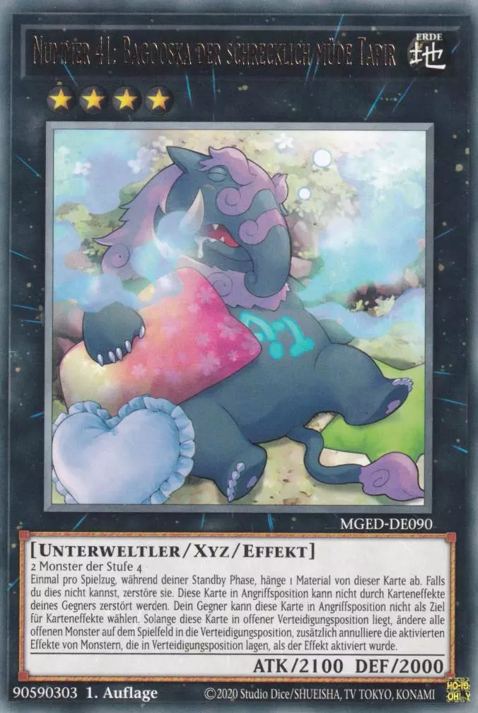 Nummer 41: Bagooska der schrecklich müde Tapir MGED-DE090 ist in Rare Yu-Gi-Oh Karte aus Maximum Gold El Dorado 1.Auflage