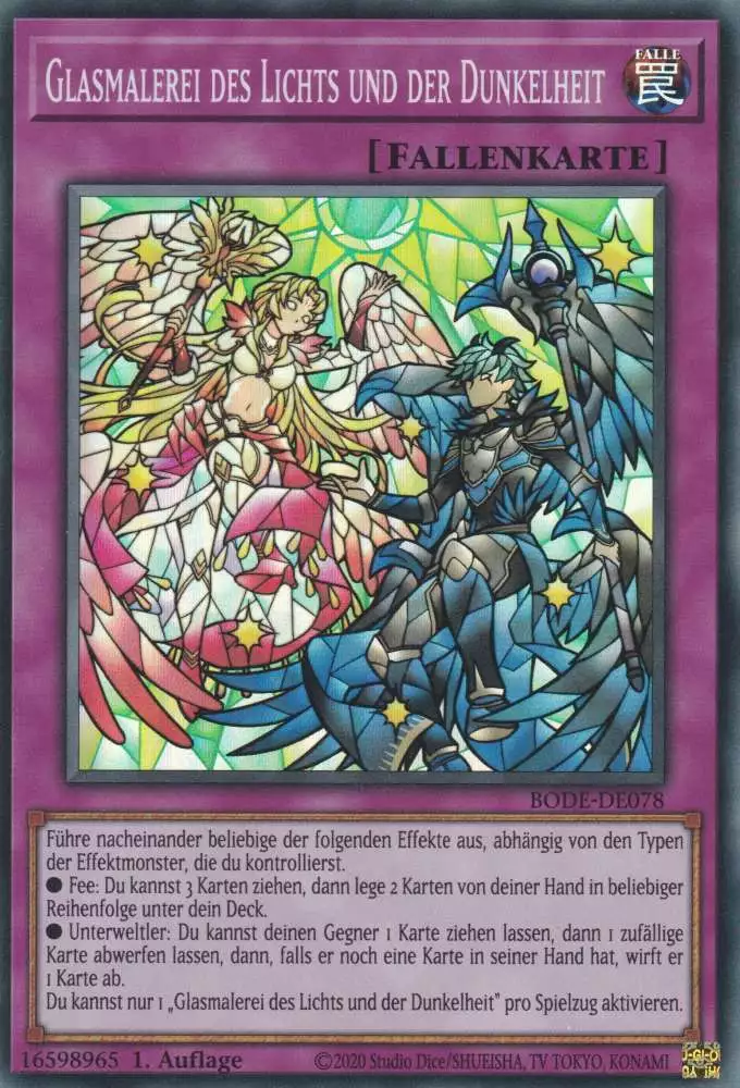 bode-de078-glasmalerei-des-lichts-und-der-dunkelheit-super-rare-burst-of-destiny Glasmalerei des Lichts und der Dunkelheit BODE-DE078 ist in Super Rare Yu-Gi-Oh Karte aus Burst of Destiny 1.Auflage