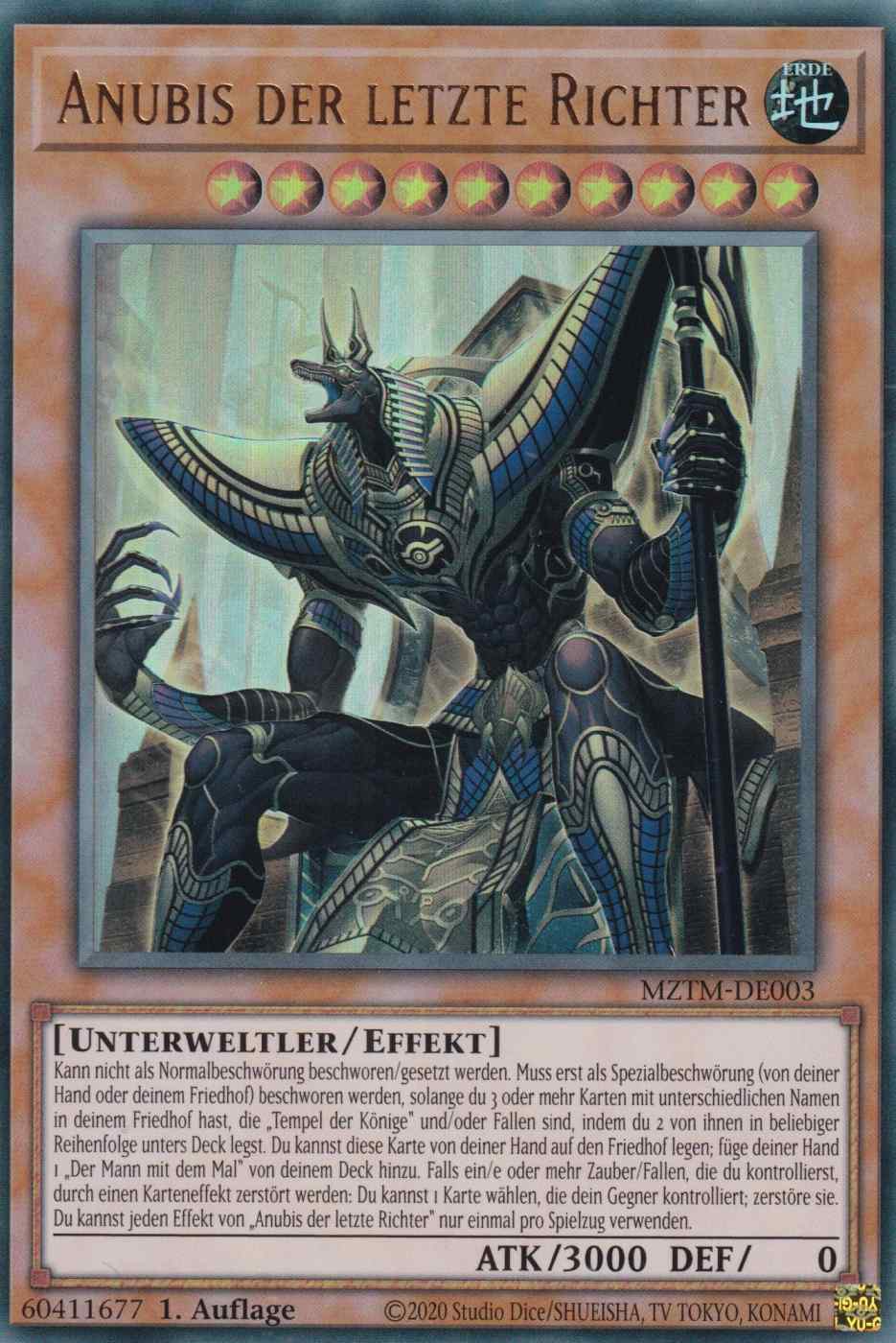 Anubis der letzte Richter MZTM-DE003 ist in Ultra Rare Yu-Gi-Oh Karte aus Maze of the Master 1.Auflage