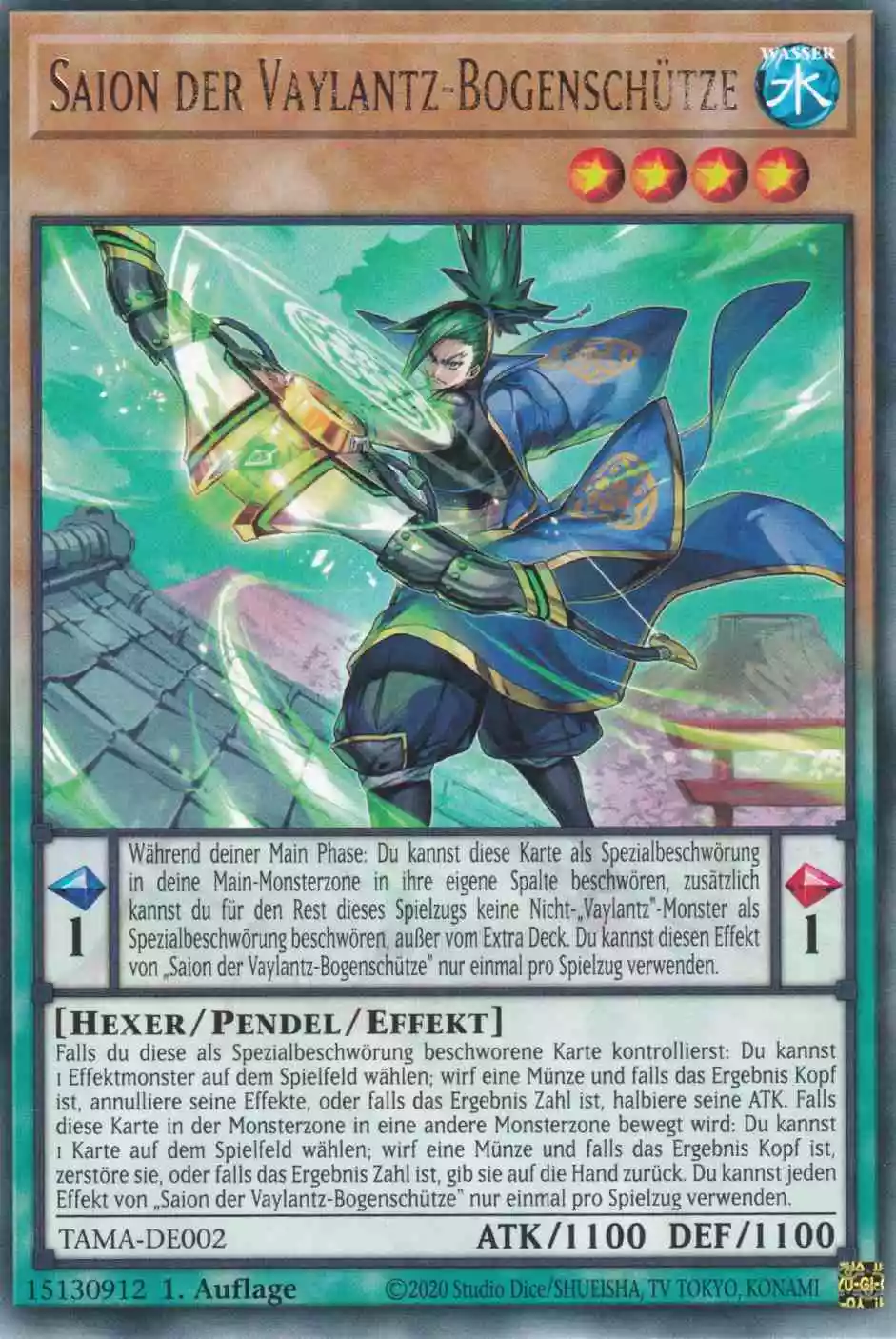 Saion der Vaylantz-Bogenschütze TAMA-DE002 ist in Rare Yu-Gi-Oh Karte aus Tactical Masters 1.Auflage