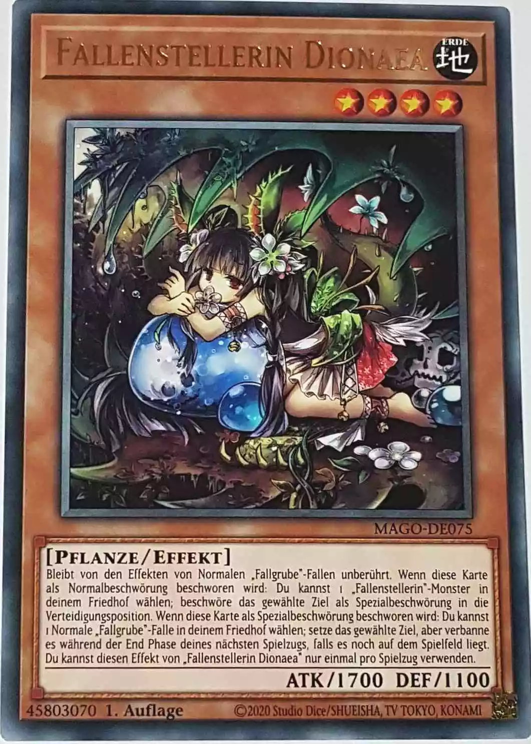 Fallenstellerin Dionaea MAGO-DE075 ist in Gold Rare Yu-Gi-Oh Karte aus Maximum Gold 1. Auflage