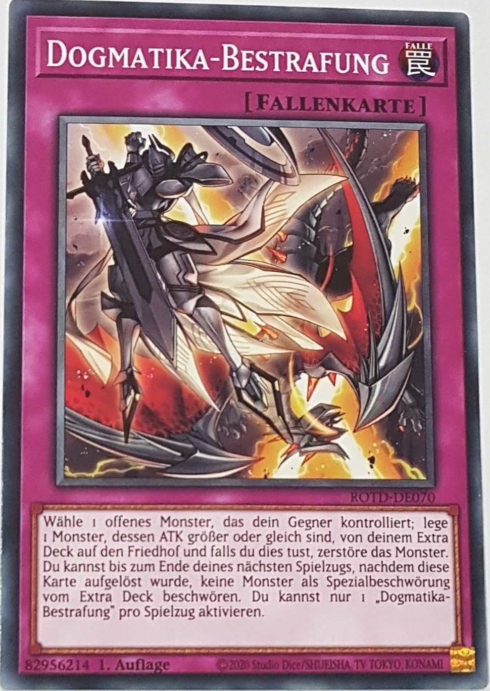 Dogmatika-Bestrafung ROTD-DE070 ist in Common Yu-Gi-Oh Karte aus Rise of the Duelist  1.Auflage