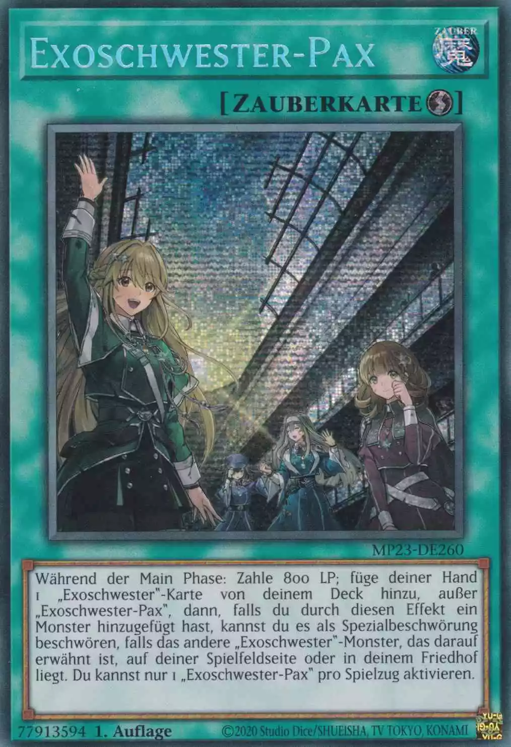 Exoschwester-Pax MP23-DE260 ist in Prismatic Secret Rare Yu-Gi-Oh Karte aus 25th Anniversary Tin Dueling Heroes 1.Auflage