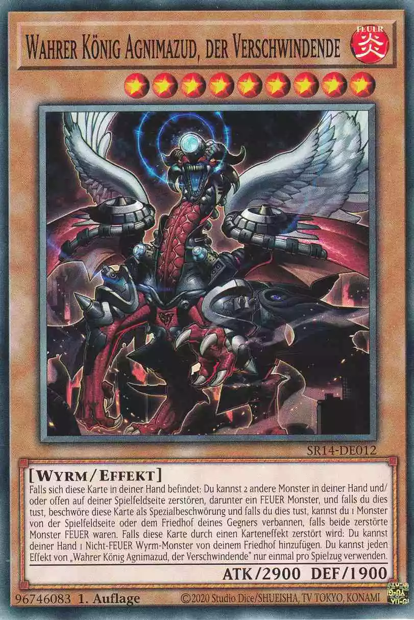 Wahrer König Agnimazud, der Verschwindende SR14-DE012 ist in Common Yu-Gi-Oh Karte aus Fire Kings 1.Auflage