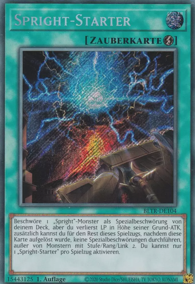 Spright-Starter BLTR-DE104 ist in Secret Rare Yu-Gi-Oh Karte aus Battles of Legend Terminal Revenge 1.Auflage