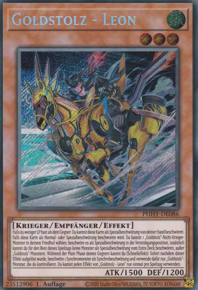Goldstolz - Leon PHHY-DE086 ist in Secret Rare Yu-Gi-Oh Karte aus Photon Hypernova 1.Auflage