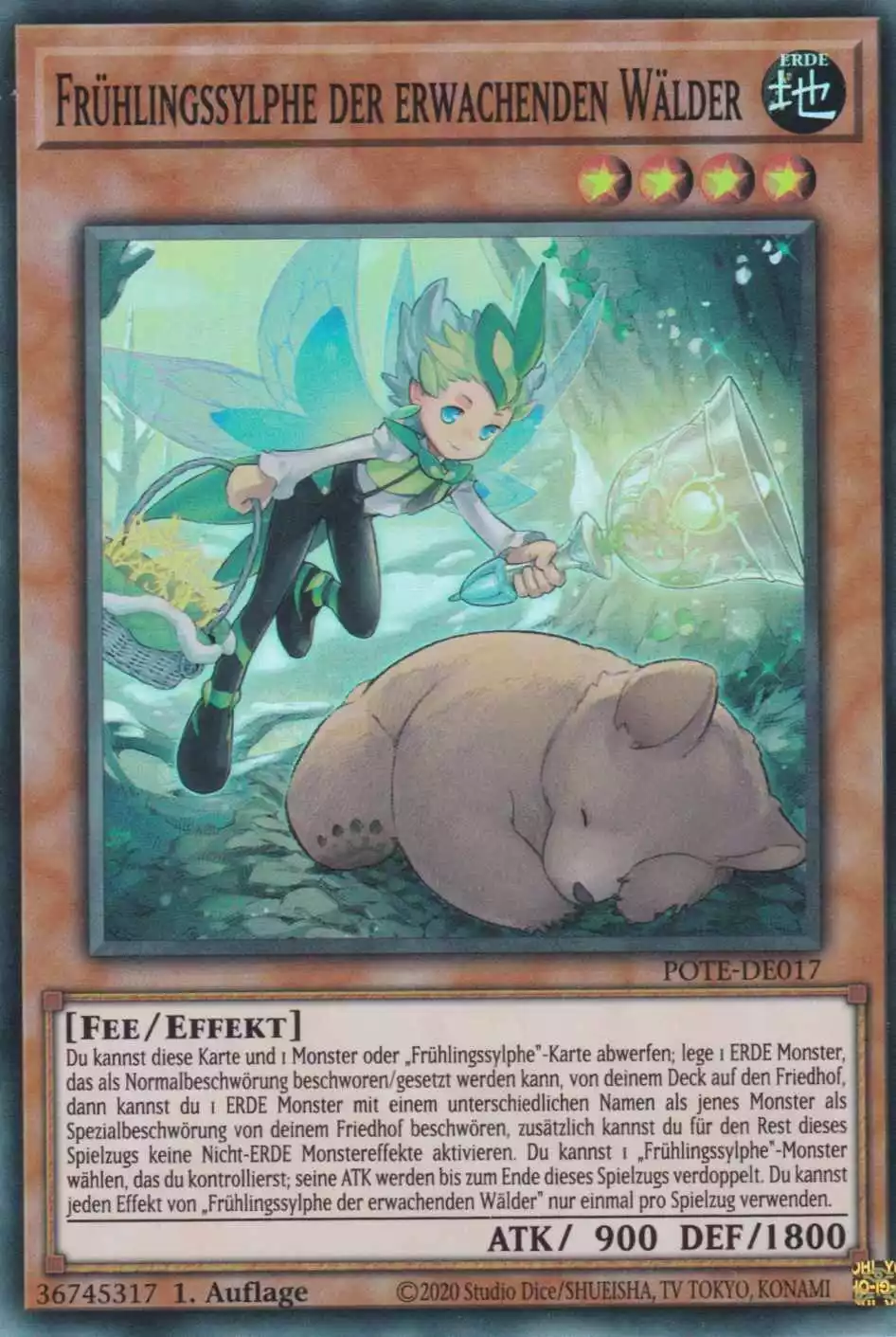 pote-de017-fruehlingssylphe-der-erwachenden-waelder-super-rare-power-of-the-elements Frühlingssylphe der erwachenden Wälder POTE-DE017 ist in Super Rare Yu-Gi-Oh Karte aus Power of the Elements 1.Auflage