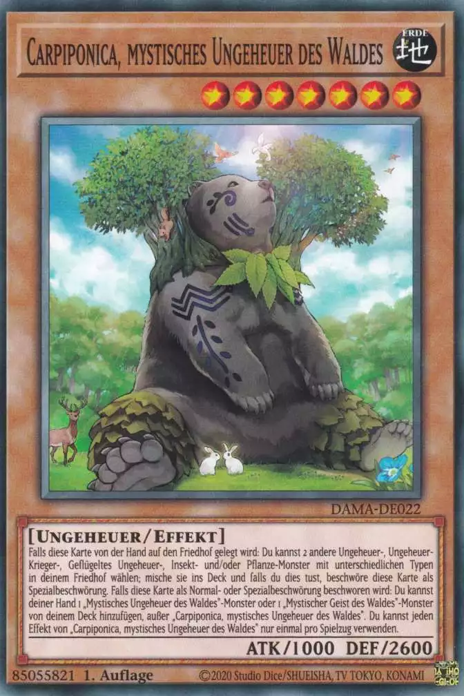 Carpiponica, mystisches Ungeheuer des Waldes DAMA-DE022 ist in Common Yu-Gi-Oh Karte aus Dawn of Majesty 1.Auflage