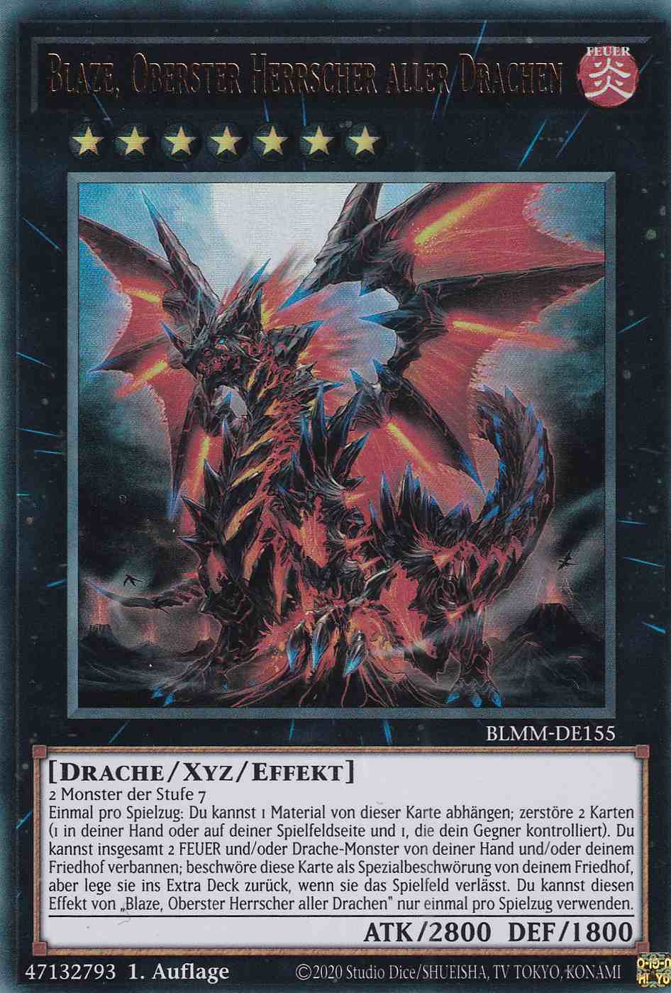 Blaze, Oberster Herrscher aller Drachen BLMM-DE155 ist in Ultra Rare Yu-Gi-Oh Karte aus Battles of Legend Monster Mayhem 1.Auflage