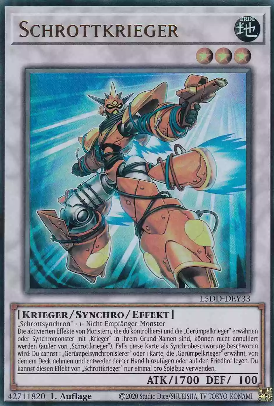 Schrottkrieger Ultra Rare L5DD-DEY33 Yugioh Karte Schrottkrieger L5DD-DEY33 ist in Ultra Rare Yu-Gi-Oh Karte aus Legendary 5D’s Decks 1.Auflage