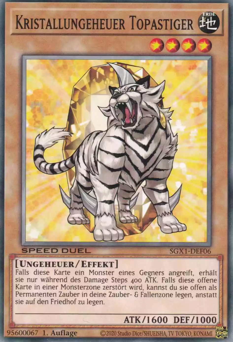 Kristallungeheuer Topastiger SGX1-DEF06 ist in Common Yu-Gi-Oh Karte aus Speed Duel GX Duel Academy Box 1.Auflage