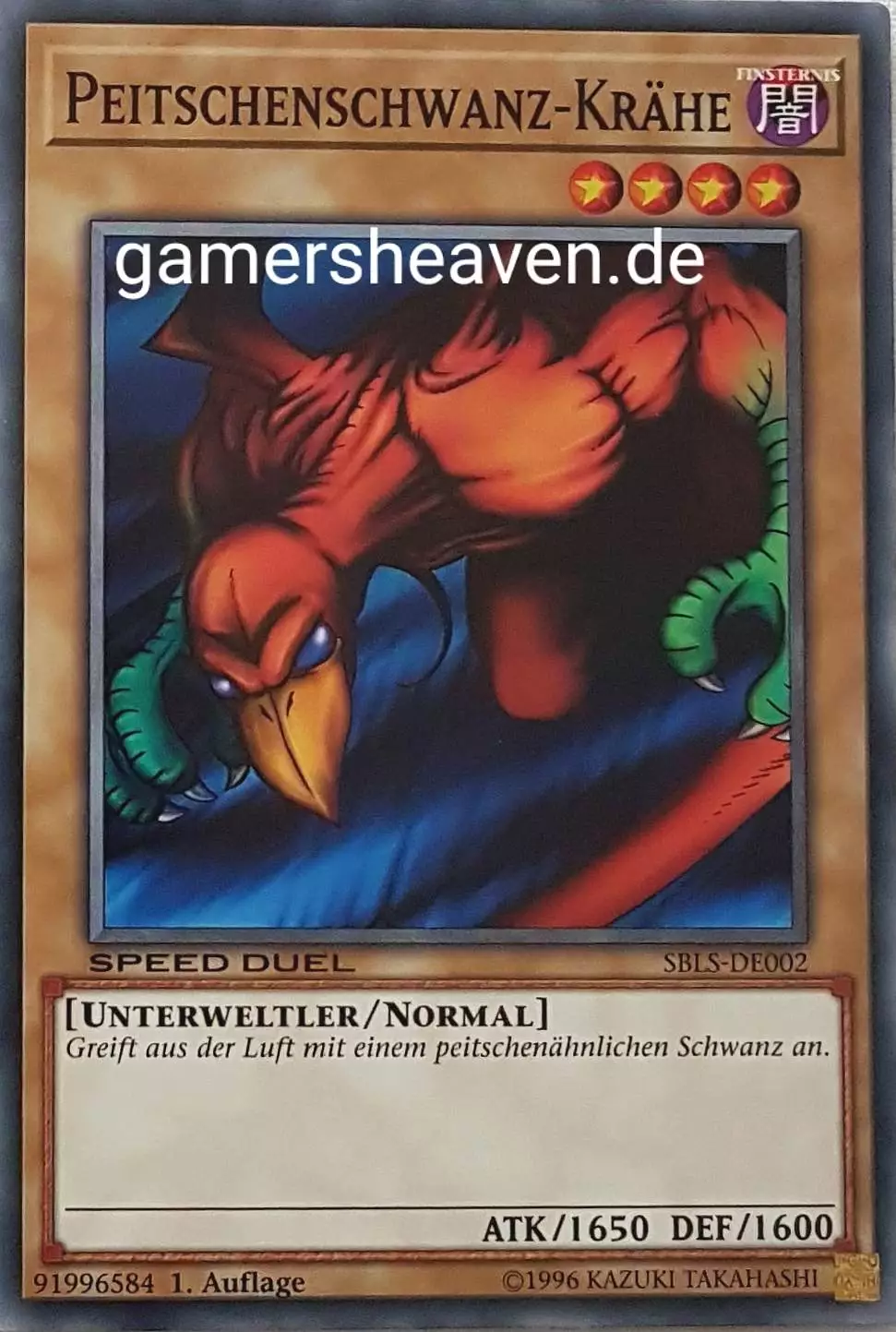 Peitschenschwanz-Krähe SBLS-DE002 ist in Common Yu-Gi-Oh Karte aus Speed Duel Arena of Lost Souls 1. Auflage