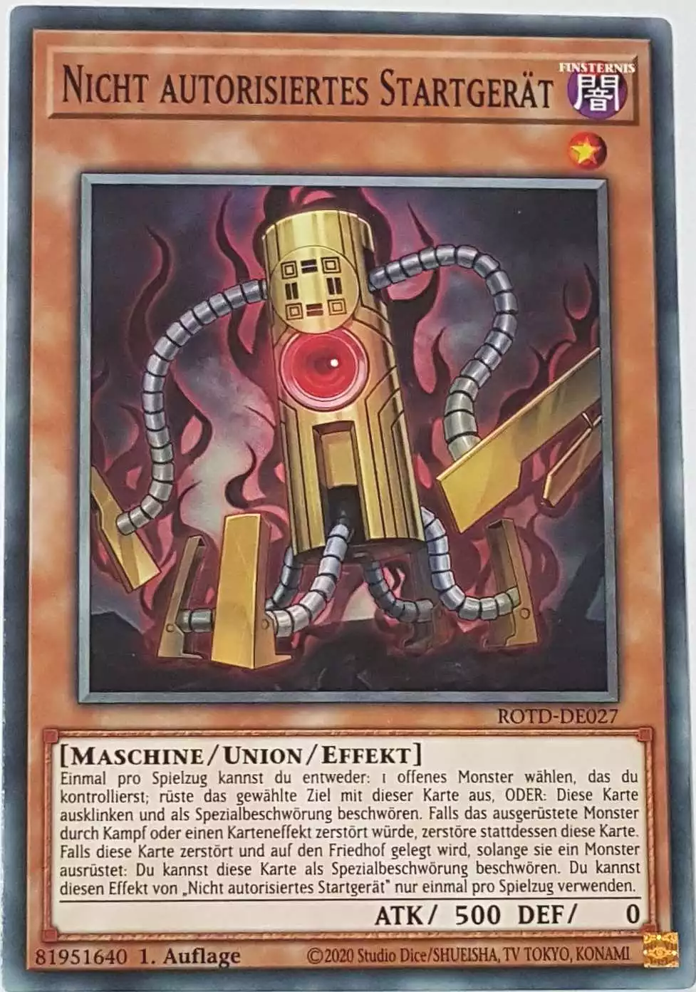 Nicht autorisiertes Startgerät ROTD-DE027 ist in Common Yu-Gi-Oh Karte aus Rise of the Duelist 1.Auflage