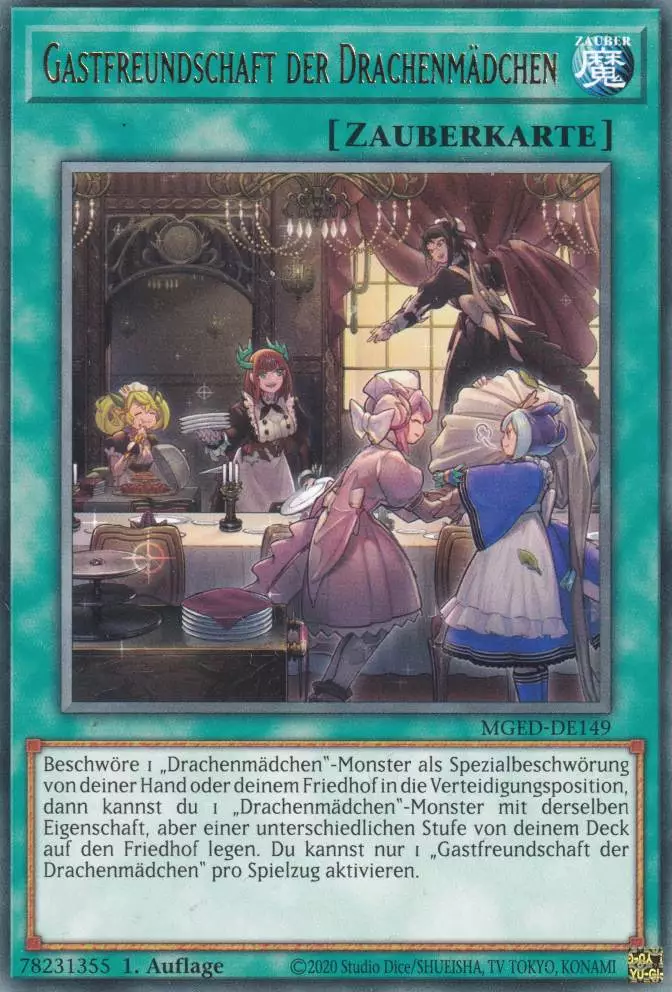 Gastfreundschaft der Drachenmädchen MGED-DE149 ist in Rare Yu-Gi-Oh Karte aus Maximum Gold El Dorado 1.Auflage