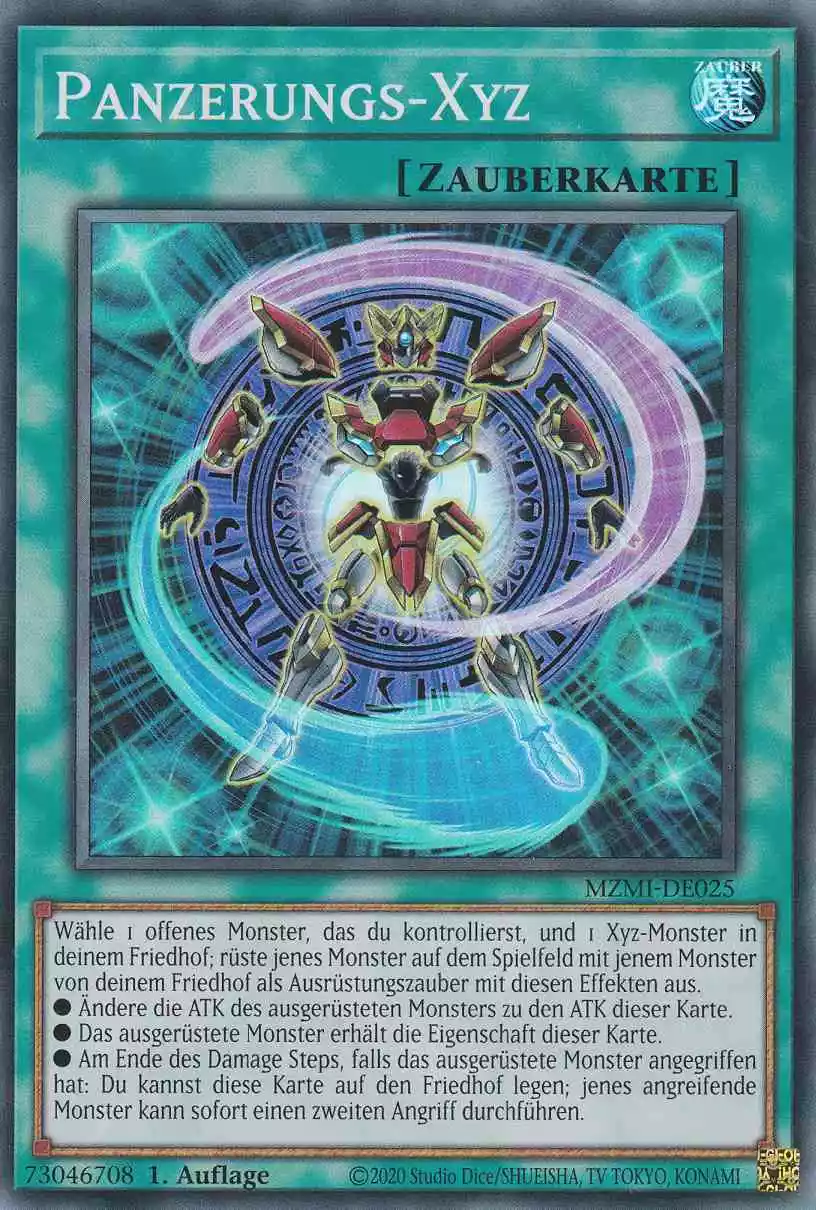 Panzerungs-Xyz MZMI-DE025 ist in Super Rare Yu-Gi-Oh Karte aus Maze of Millennia 1.Auflage