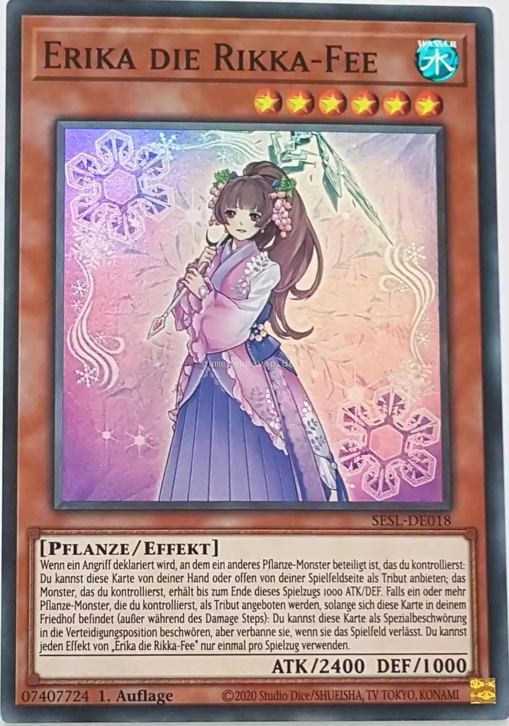 Erika die Rikka-Fee SESL-DE018 ist in Super Rare Yu-Gi-Oh Karte aus Secret Slayers 1.Auflage