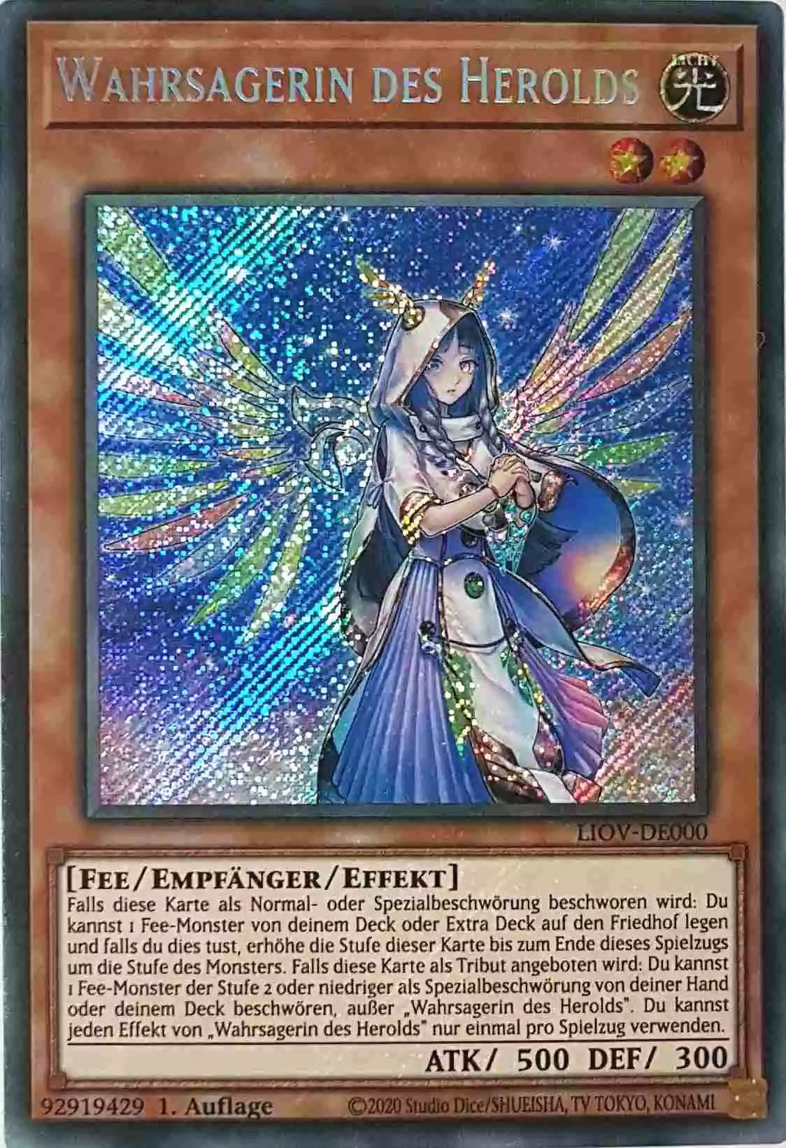 Wahrsagerin des Herolds LIOV-DE000 ist in Secret Rare Yu-Gi-Oh Karte aus Lightning Overdrive 1.Auflage