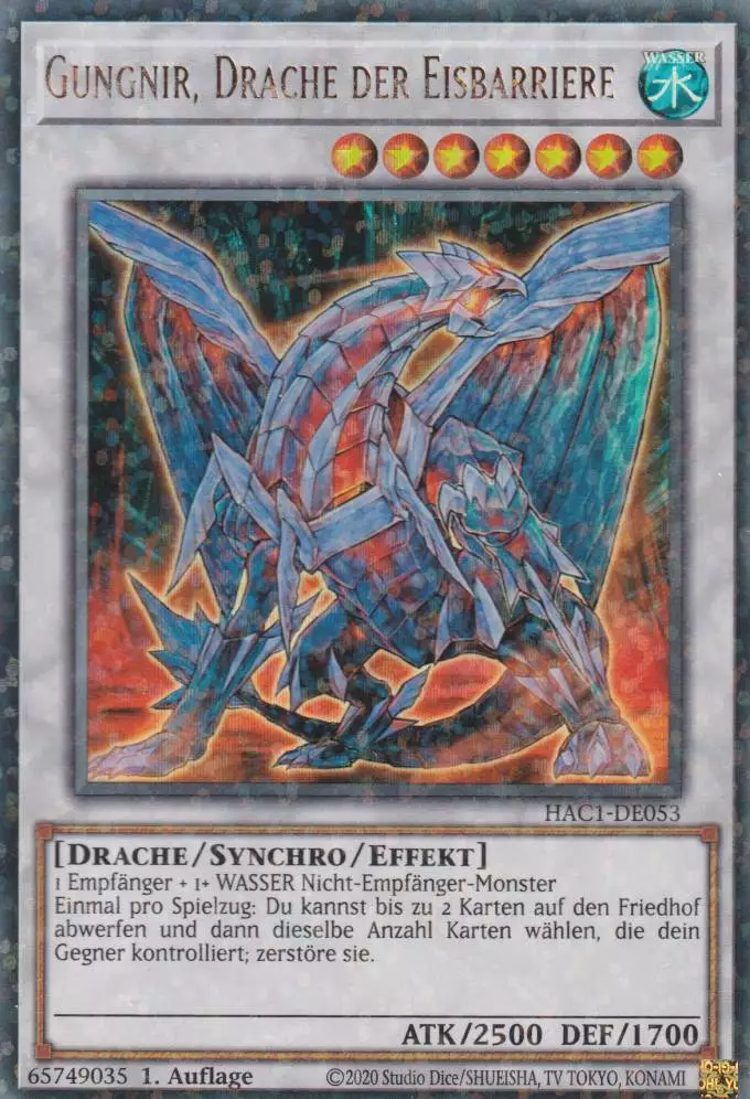 Gungnir, Drache der Eisbarriere HAC1-DE053 ist in Duel Terminal Ultra Parallel Rare Yu-Gi-Oh Karte aus Hidden Arsenal Chapter 1 1.Auflage