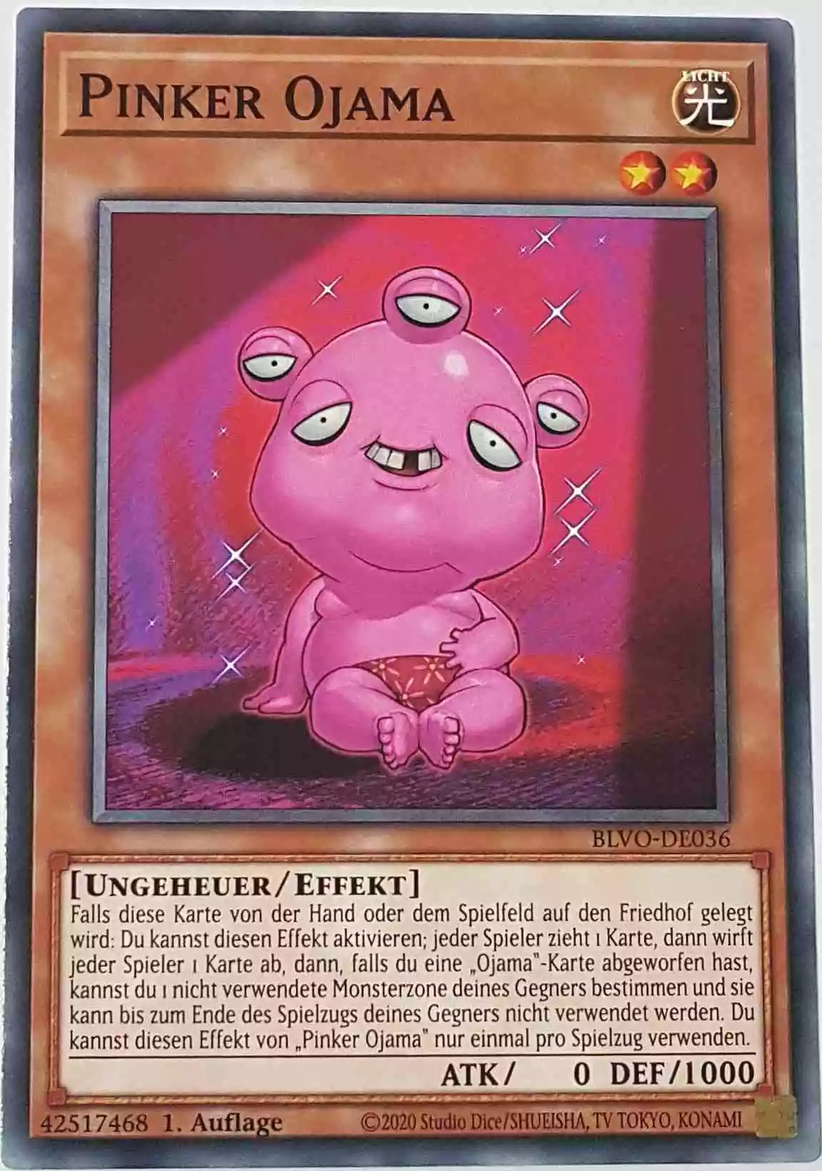 Pinker Ojama BLVO-DE036 ist in Common Yu-Gi-Oh Karte aus Blazing Vortex 1.Auflage