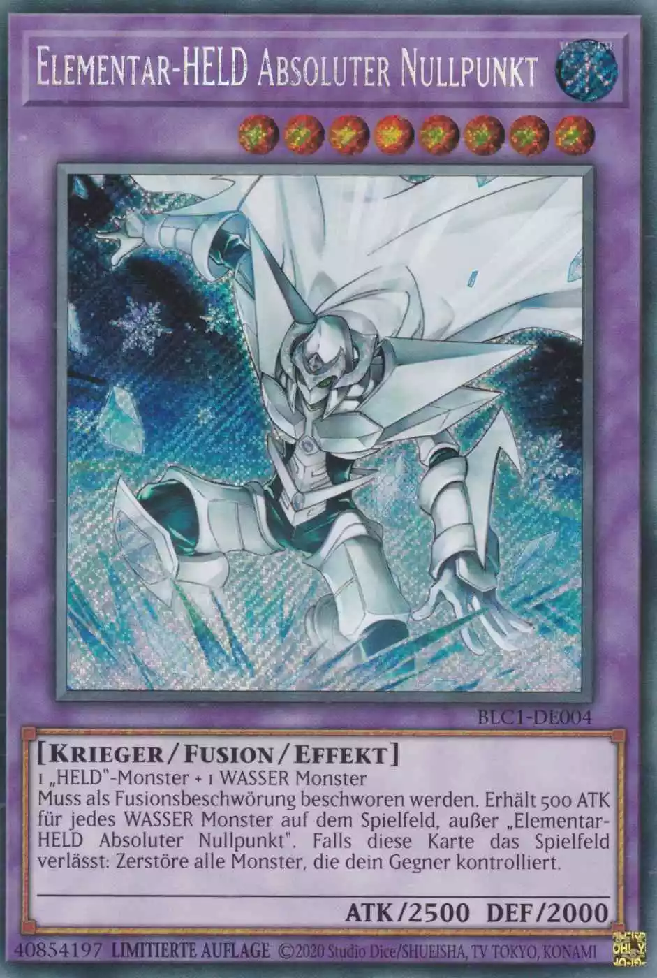 Elementar-HELD Absoluter Nullpunkt BLC1-DE004 ist in Secret Rare Yu-Gi-Oh Karte aus Battles of Legend Chapter 1 1.Auflage