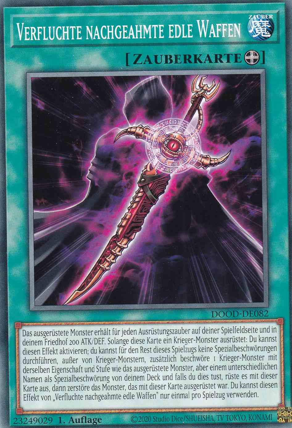 Verfluchte nachgeahmte edle Waffen DOOD-DE082 ist in Common Yu-Gi-Oh Karte aus Doom of Dimensions 1.Auflage