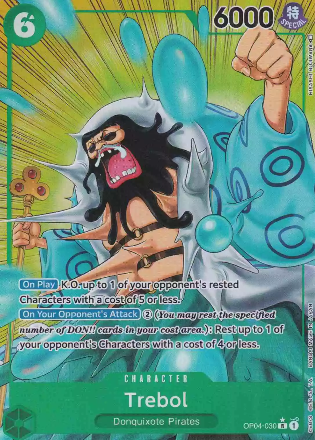 op04-030-a-trebol-rare-kingdoms-of-intrigue Trebol OP04-030 ist in Rare. Die One Piece Karte ist aus Kingdoms Of Intrigue in Parallel Alternative Art.