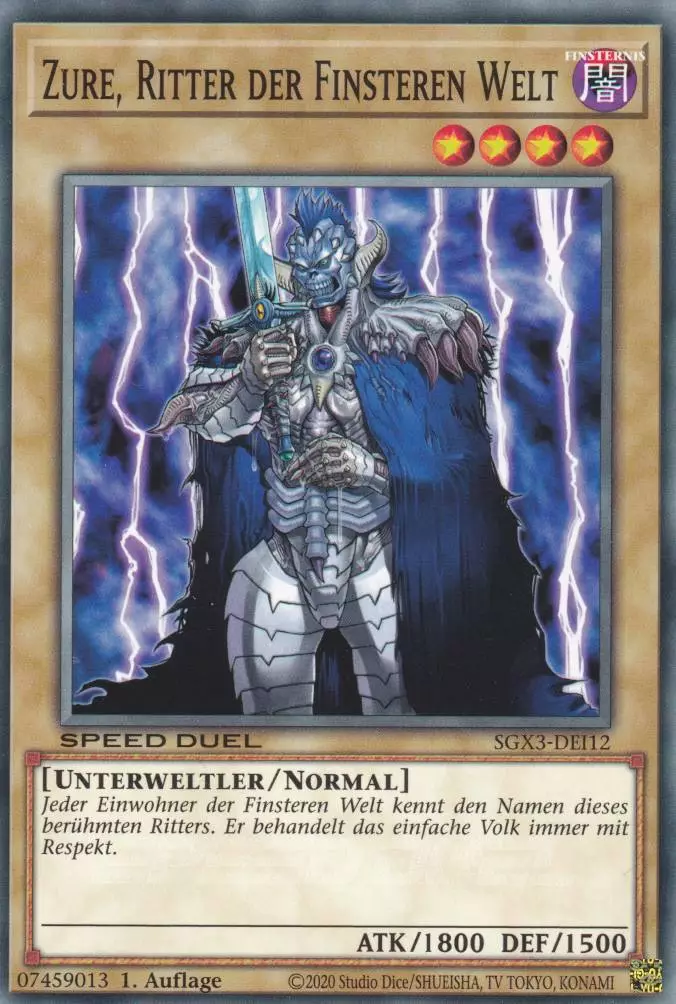 Zure, Ritter der Finsteren Welt SGX3-DEI12 ist in Common Yu-Gi-Oh Karte aus Speed Duel GX: Duelists of Shadows 1.Auflage