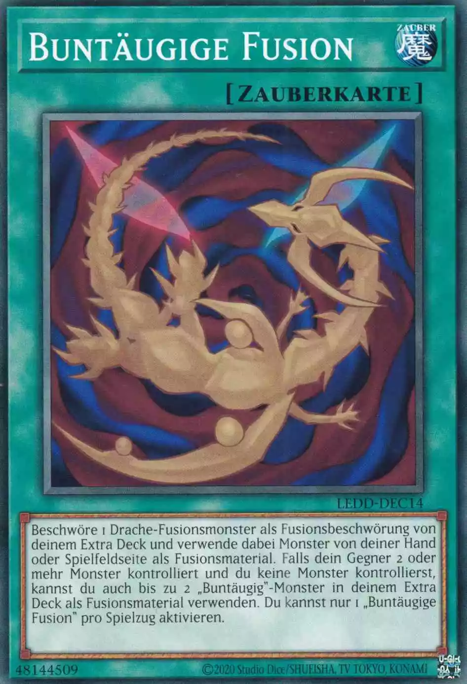 Buntäugige Fusion LEDD-DEC14 ist in Common Yu-Gi-Oh Karte aus Legendary Dragon Decks unlimitiert