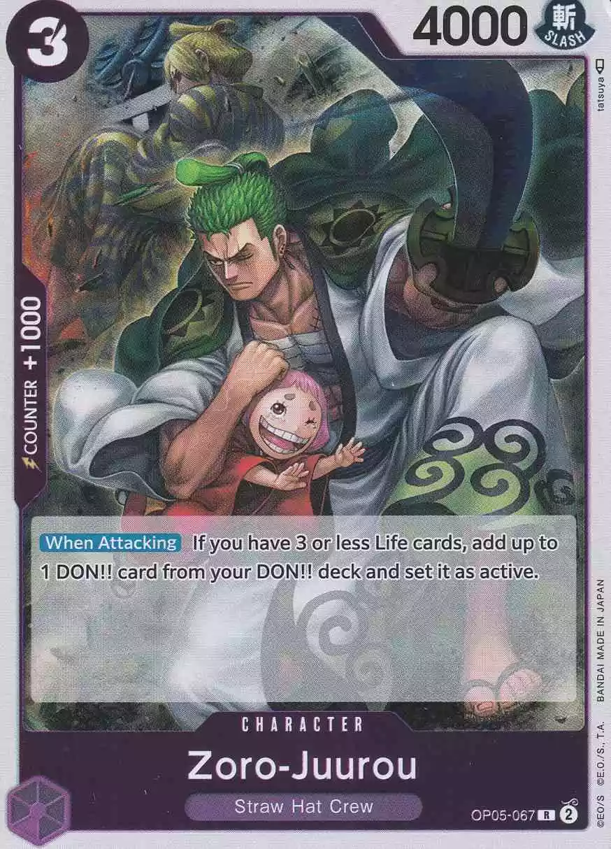 Zoro-Juurou OP05-067 ist in Rare. Die One Piece Karte ist aus Awakening of the New Era in Normal Art.