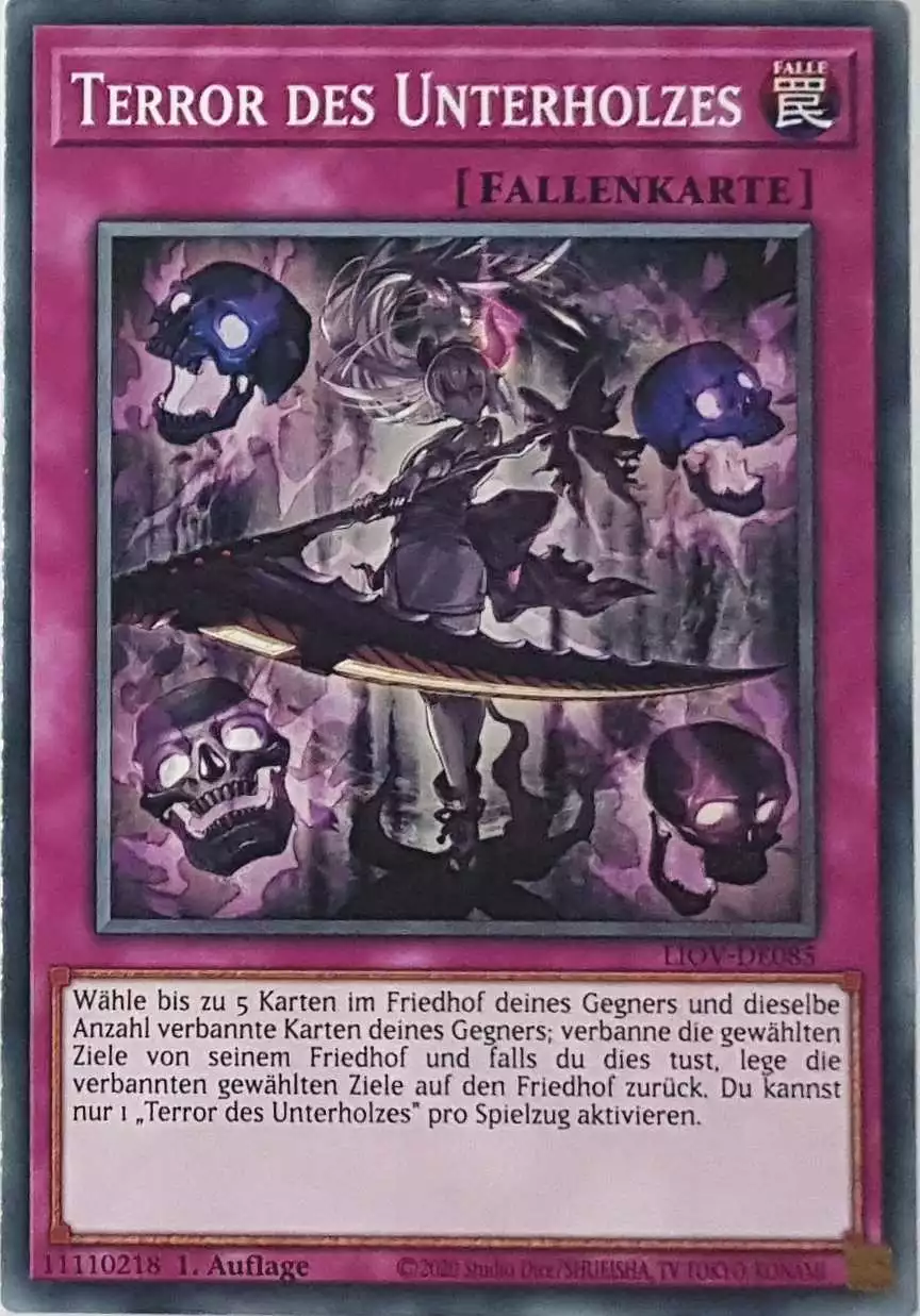 Terror des Unterholzes LIOV-DE085 ist in Common Yu-Gi-Oh Karte aus Lightning Overdrive 1.Auflage