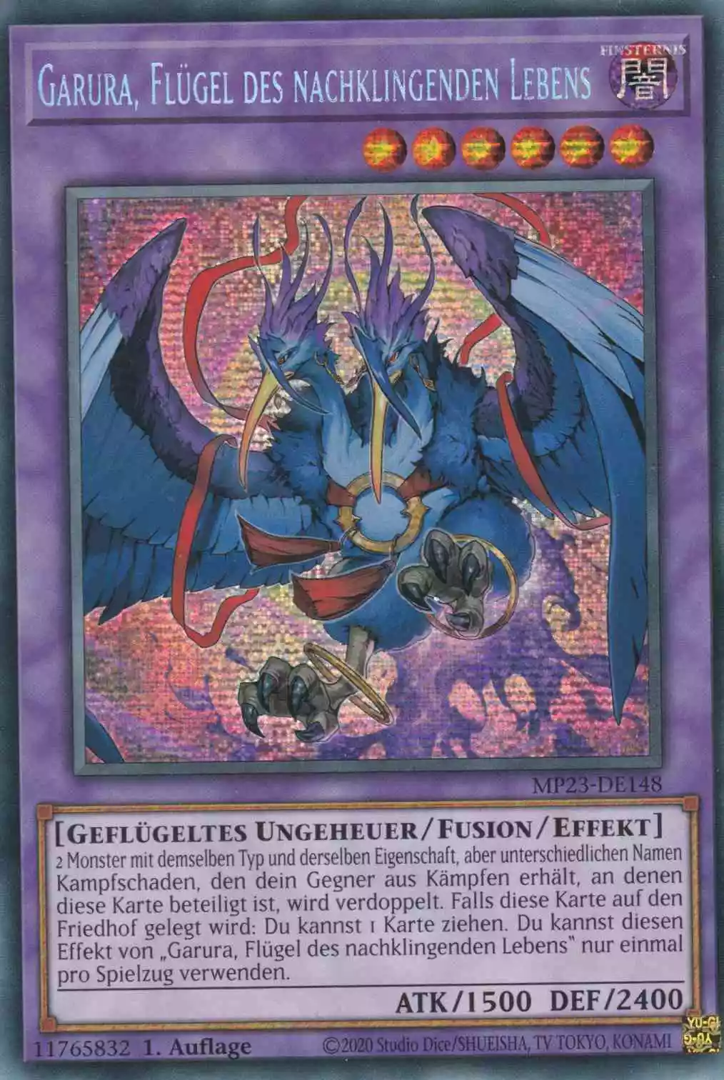 Garura, Flügel des nachklingenden Lebens MP23-DE148 ist in Prismatic Secret Rare Yu-Gi-Oh Karte aus 25th Anniversary Tin Dueling Heroes 1.Auflage