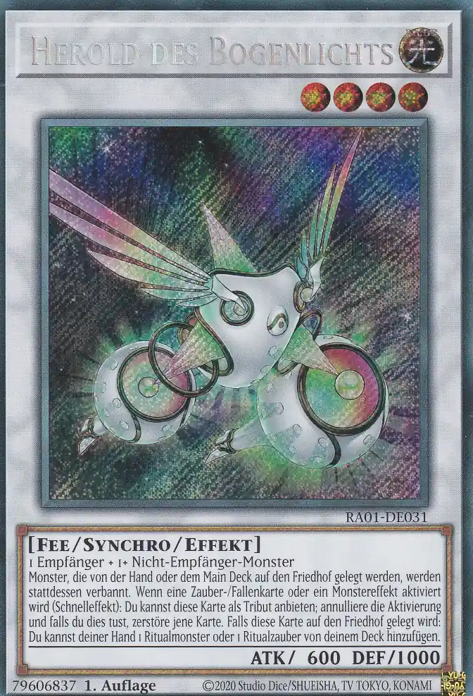 Herold des Bogenlichts RA01-DE031 ist in Secret Rare Yu-Gi-Oh Karte aus 25th Anniversary Rarity Collection 1.Auflage