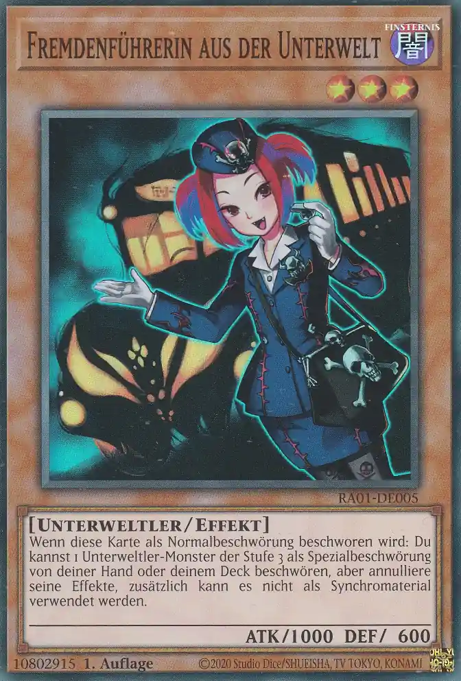 Fremdenführerin aus der Unterwelt RA01-DE005 ist in Super Rare Yu-Gi-Oh Karte aus 25th Anniversary Rarity Collection 1.Auflage