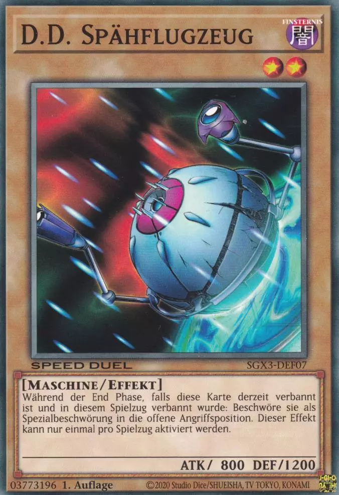 sgx3-def07-d-d-spaehflugzeug-common-speed-duel-gx-duelists-of-shadows D.D. Spähflugzeug SGX3-DEF07 ist in Common Yu-Gi-Oh Karte aus Speed Duel GX: Duelists of Shadows 1.Auflage